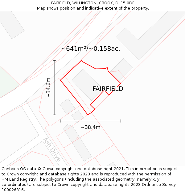 FAIRFIELD, WILLINGTON, CROOK, DL15 0DF: Plot and title map
