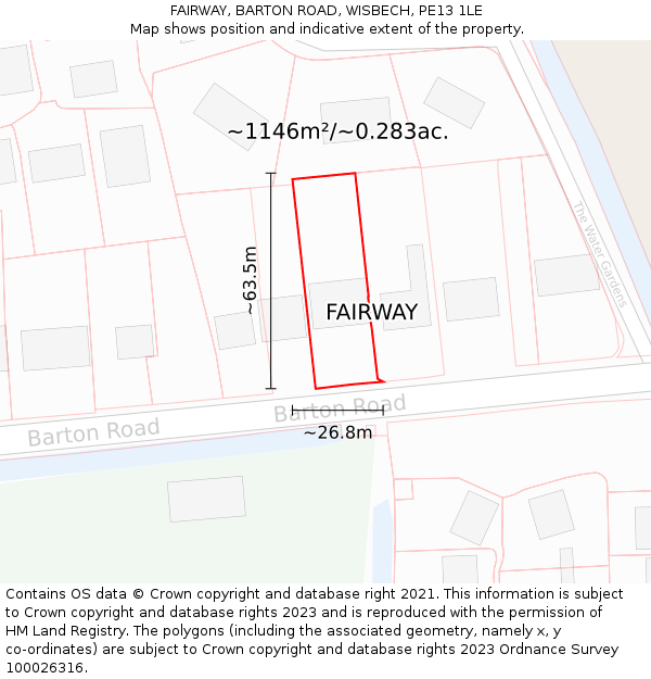 FAIRWAY, BARTON ROAD, WISBECH, PE13 1LE: Plot and title map