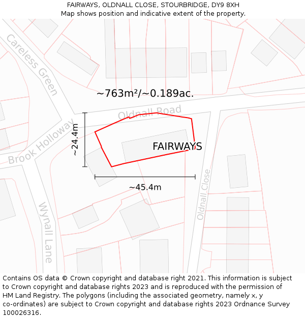FAIRWAYS, OLDNALL CLOSE, STOURBRIDGE, DY9 8XH: Plot and title map