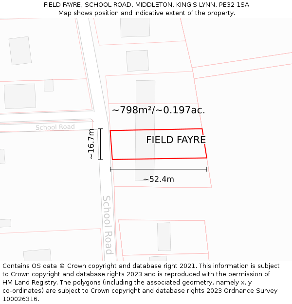 FIELD FAYRE, SCHOOL ROAD, MIDDLETON, KING'S LYNN, PE32 1SA: Plot and title map