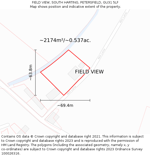 FIELD VIEW, SOUTH HARTING, PETERSFIELD, GU31 5LF: Plot and title map