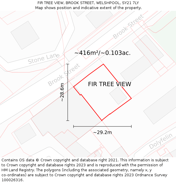 FIR TREE VIEW, BROOK STREET, WELSHPOOL, SY21 7LY: Plot and title map