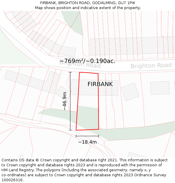 FIRBANK, BRIGHTON ROAD, GODALMING, GU7 1PW: Plot and title map