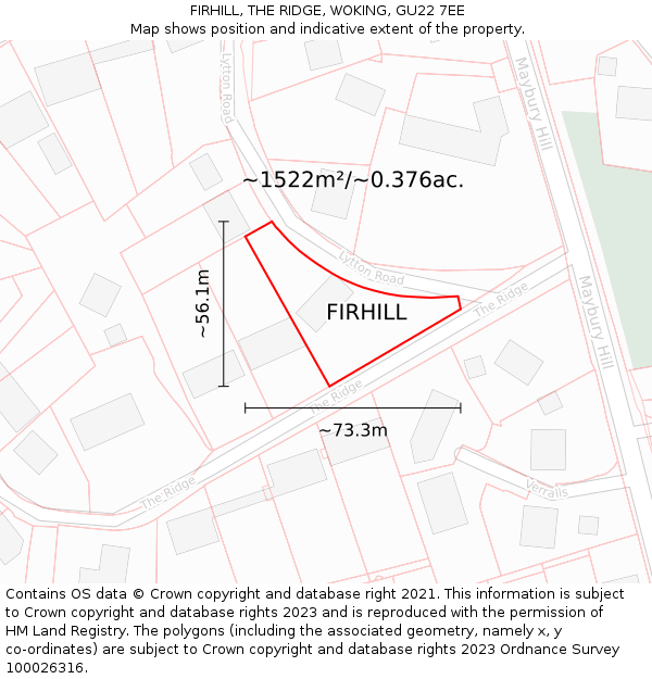 FIRHILL, THE RIDGE, WOKING, GU22 7EE: Plot and title map