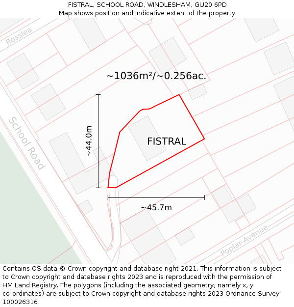 FISTRAL, SCHOOL ROAD, WINDLESHAM, GU20 6PD: Plot and title map