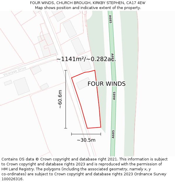 FOUR WINDS, CHURCH BROUGH, KIRKBY STEPHEN, CA17 4EW: Plot and title map