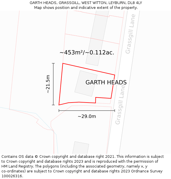 GARTH HEADS, GRASSGILL, WEST WITTON, LEYBURN, DL8 4LY: Plot and title map