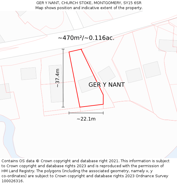 GER Y NANT, CHURCH STOKE, MONTGOMERY, SY15 6SR: Plot and title map