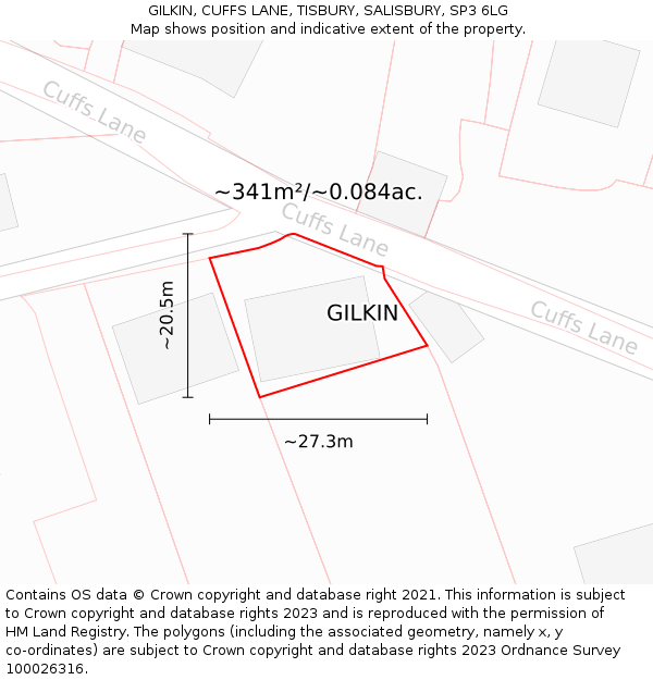 GILKIN, CUFFS LANE, TISBURY, SALISBURY, SP3 6LG: Plot and title map