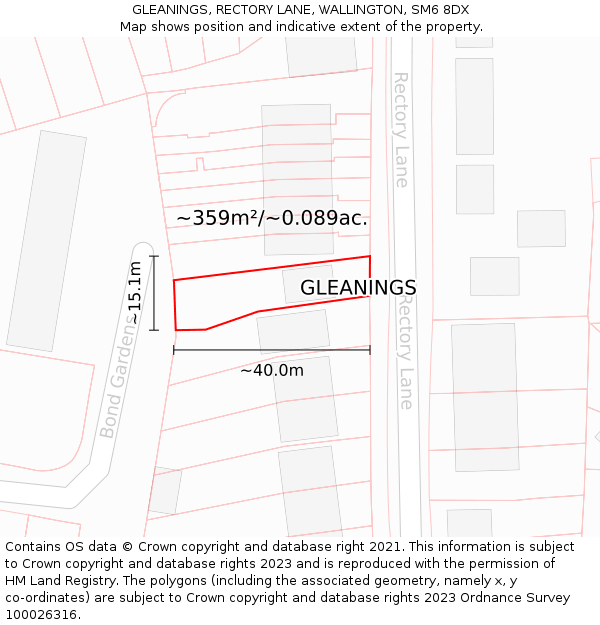 GLEANINGS, RECTORY LANE, WALLINGTON, SM6 8DX: Plot and title map