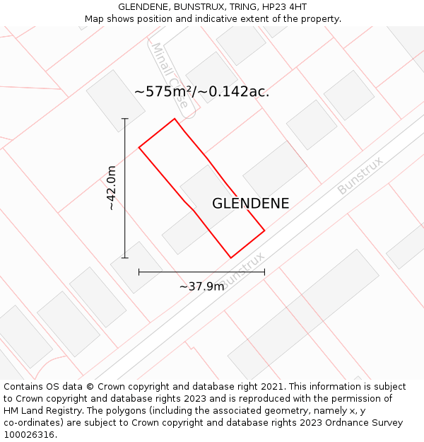 GLENDENE, BUNSTRUX, TRING, HP23 4HT: Plot and title map