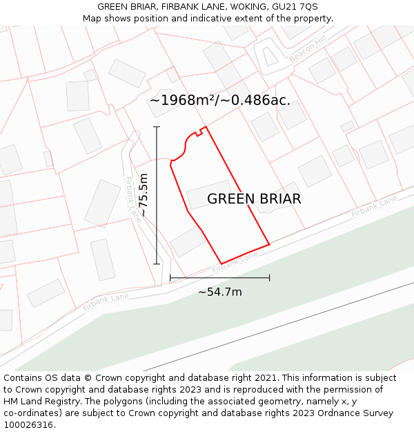 GREEN BRIAR, FIRBANK LANE, WOKING, GU21 7QS: Plot and title map