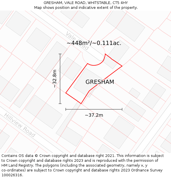 GRESHAM, VALE ROAD, WHITSTABLE, CT5 4HY: Plot and title map