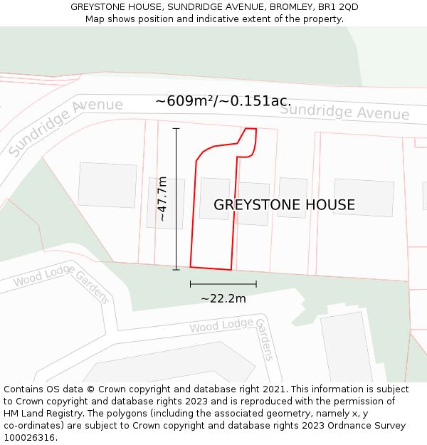 GREYSTONE HOUSE, SUNDRIDGE AVENUE, BROMLEY, BR1 2QD: Plot and title map