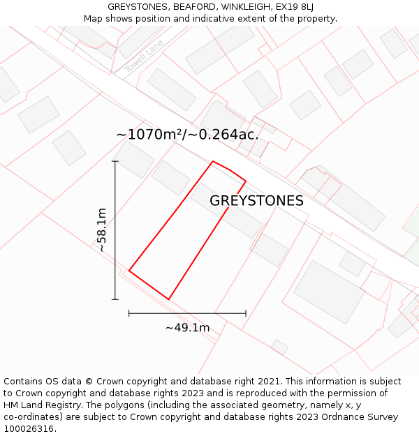 GREYSTONES, BEAFORD, WINKLEIGH, EX19 8LJ: Plot and title map