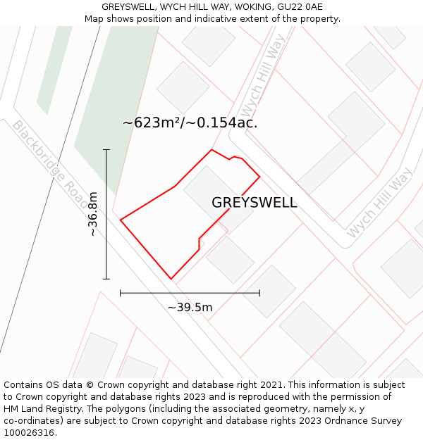 GREYSWELL, WYCH HILL WAY, WOKING, GU22 0AE: Plot and title map