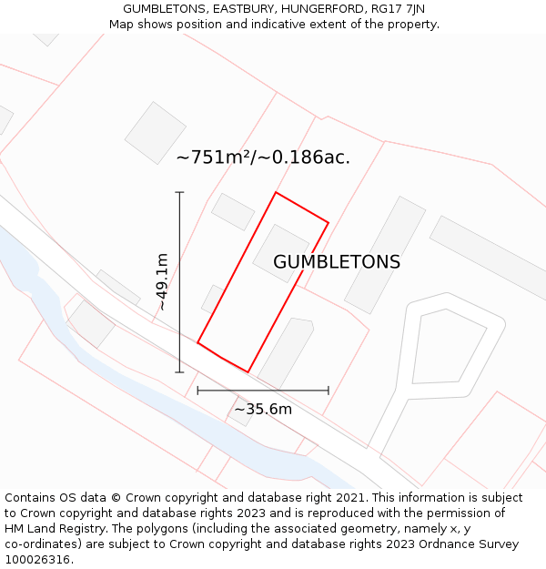 GUMBLETONS, EASTBURY, HUNGERFORD, RG17 7JN: Plot and title map