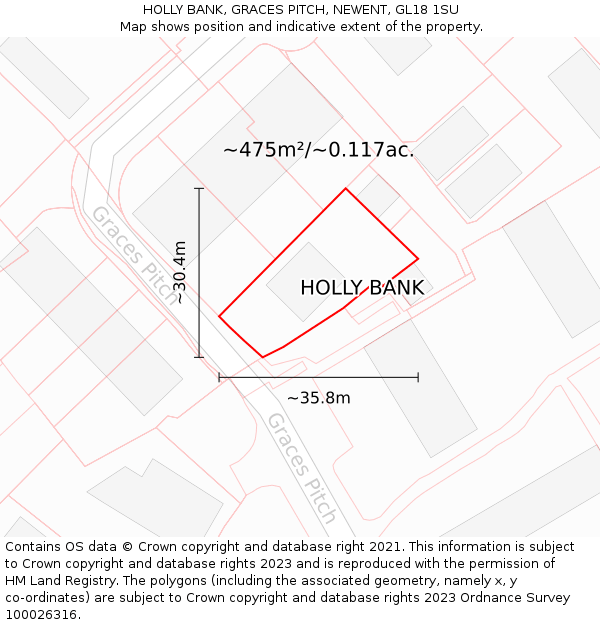 HOLLY BANK, GRACES PITCH, NEWENT, GL18 1SU: Plot and title map