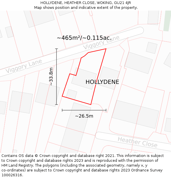 HOLLYDENE, HEATHER CLOSE, WOKING, GU21 4JR: Plot and title map