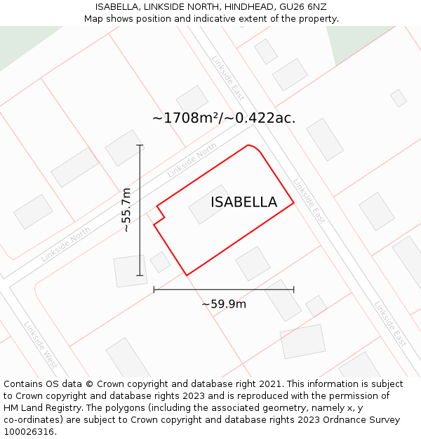 ISABELLA, LINKSIDE NORTH, HINDHEAD, GU26 6NZ: Plot and title map