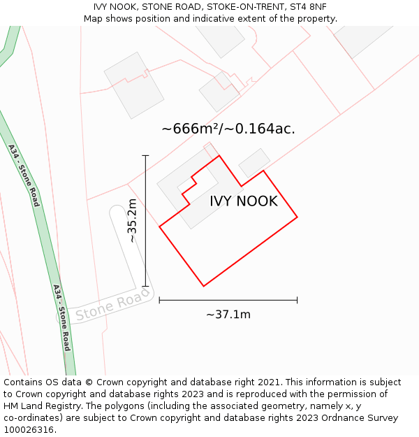 IVY NOOK, STONE ROAD, STOKE-ON-TRENT, ST4 8NF: Plot and title map