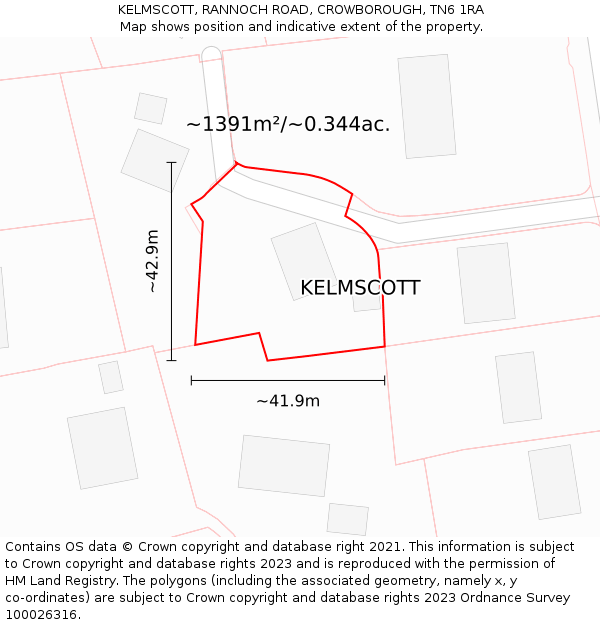 KELMSCOTT, RANNOCH ROAD, CROWBOROUGH, TN6 1RA: Plot and title map