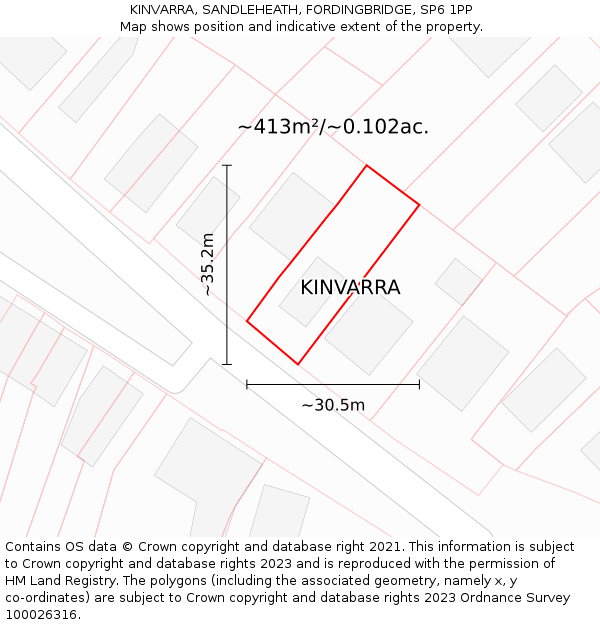 KINVARRA, SANDLEHEATH, FORDINGBRIDGE, SP6 1PP: Plot and title map