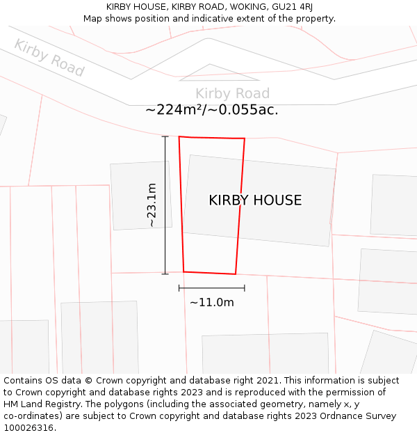 KIRBY HOUSE, KIRBY ROAD, WOKING, GU21 4RJ: Plot and title map