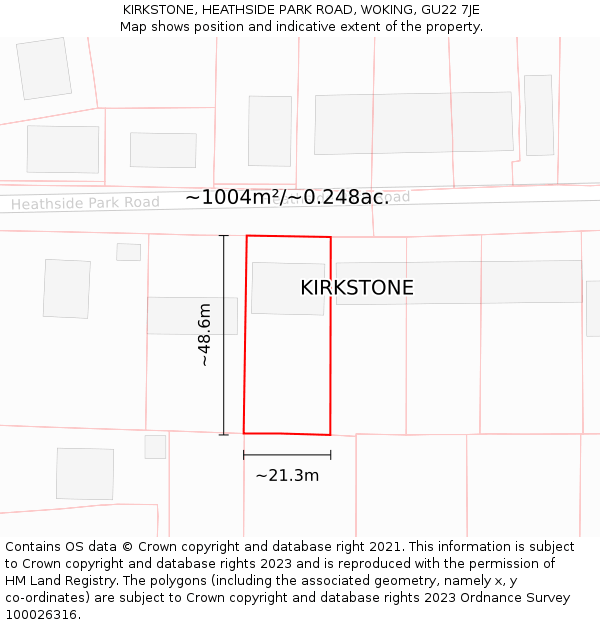 KIRKSTONE, HEATHSIDE PARK ROAD, WOKING, GU22 7JE: Plot and title map