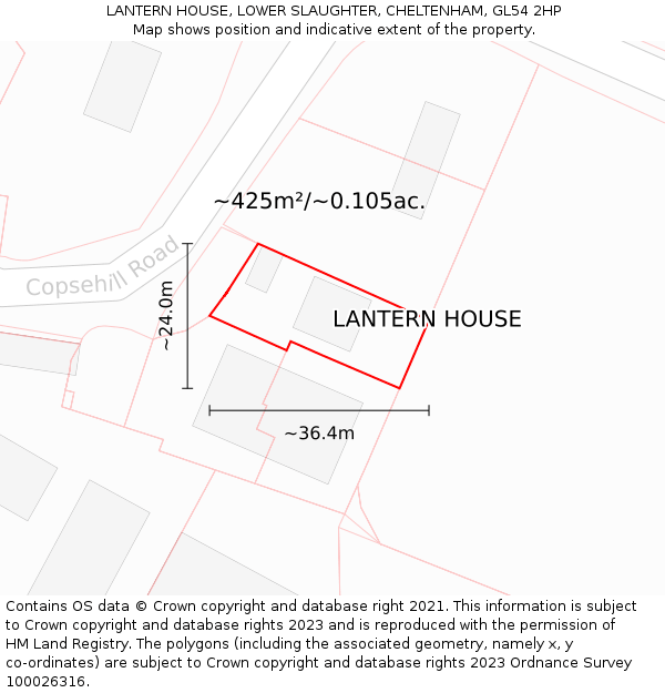 LANTERN HOUSE, LOWER SLAUGHTER, CHELTENHAM, GL54 2HP: Plot and title map