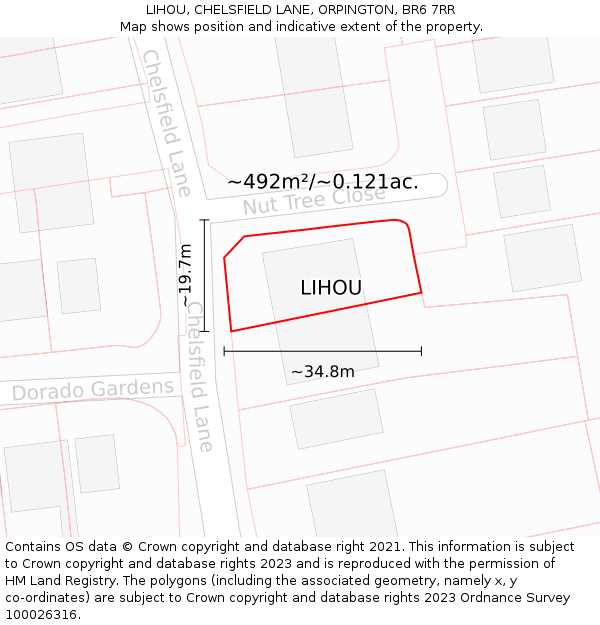 LIHOU, CHELSFIELD LANE, ORPINGTON, BR6 7RR: Plot and title map