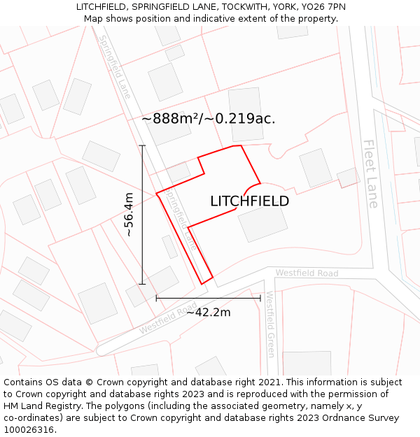 LITCHFIELD, SPRINGFIELD LANE, TOCKWITH, YORK, YO26 7PN: Plot and title map