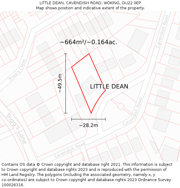 LITTLE DEAN, CAVENDISH ROAD, WOKING, GU22 0EP: Plot and title map