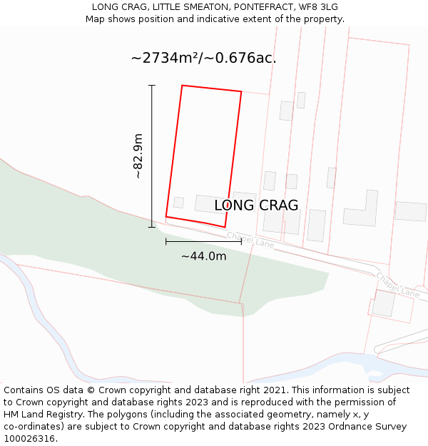 LONG CRAG, LITTLE SMEATON, PONTEFRACT, WF8 3LG: Plot and title map