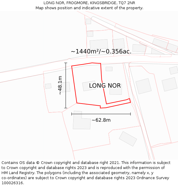 LONG NOR, FROGMORE, KINGSBRIDGE, TQ7 2NR: Plot and title map