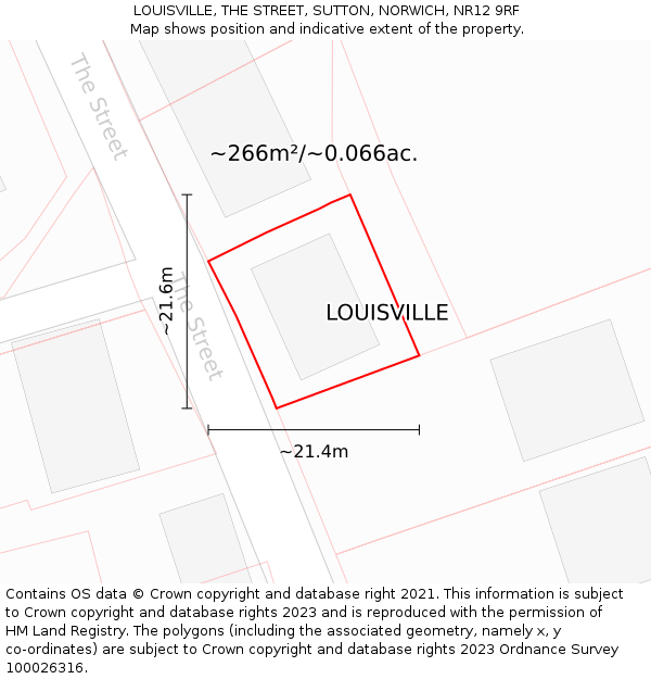 LOUISVILLE, THE STREET, SUTTON, NORWICH, NR12 9RF: Plot and title map