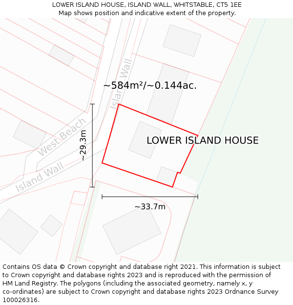LOWER ISLAND HOUSE, ISLAND WALL, WHITSTABLE, CT5 1EE: Plot and title map
