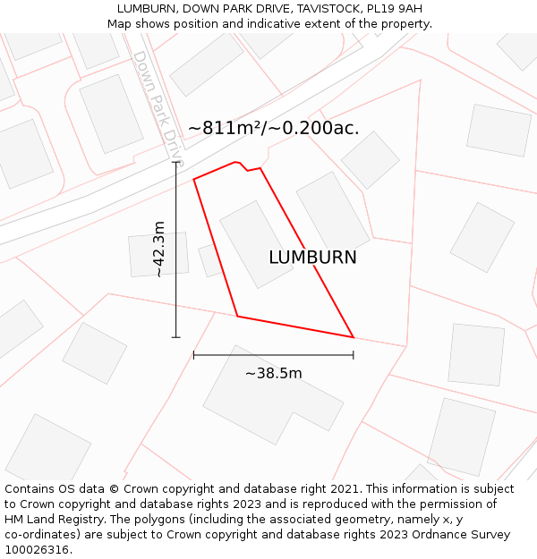 LUMBURN, DOWN PARK DRIVE, TAVISTOCK, PL19 9AH: Plot and title map