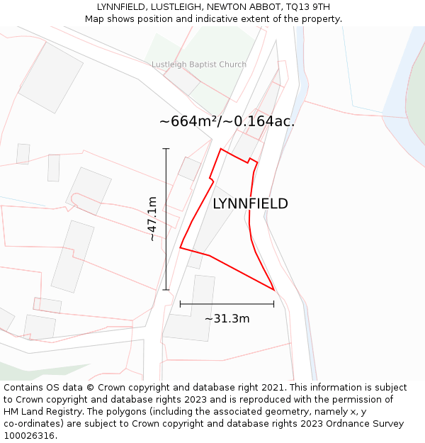 LYNNFIELD, LUSTLEIGH, NEWTON ABBOT, TQ13 9TH: Plot and title map