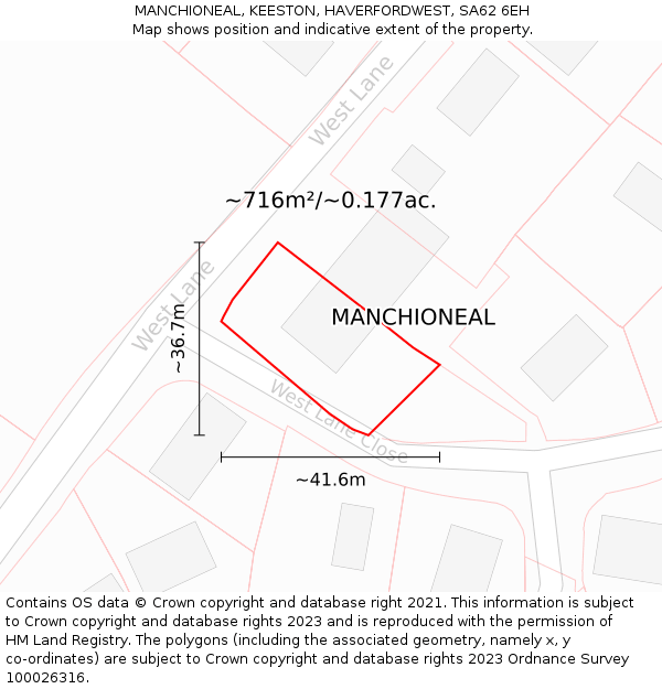 MANCHIONEAL, KEESTON, HAVERFORDWEST, SA62 6EH: Plot and title map