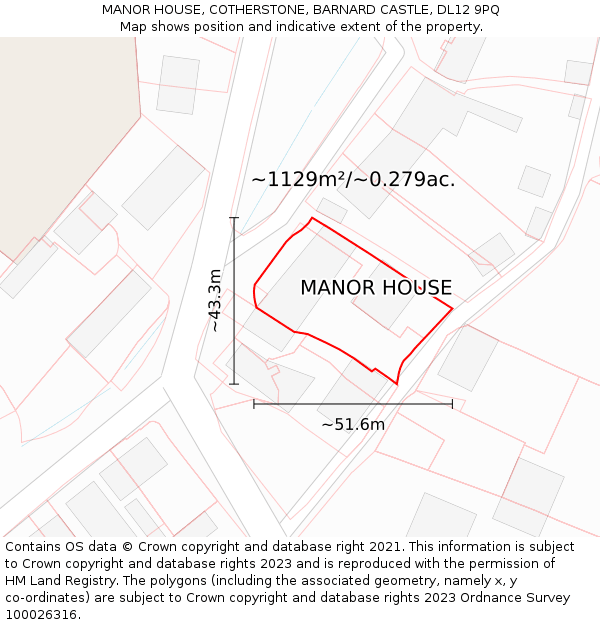 MANOR HOUSE, COTHERSTONE, BARNARD CASTLE, DL12 9PQ: Plot and title map