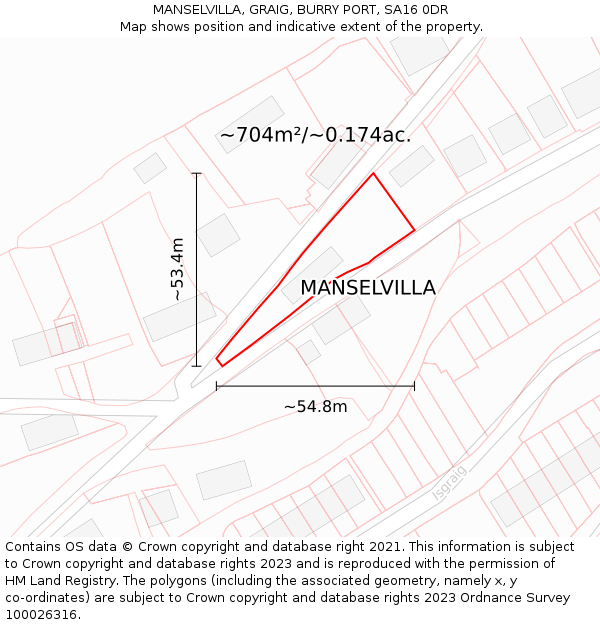 MANSELVILLA, GRAIG, BURRY PORT, SA16 0DR: Plot and title map