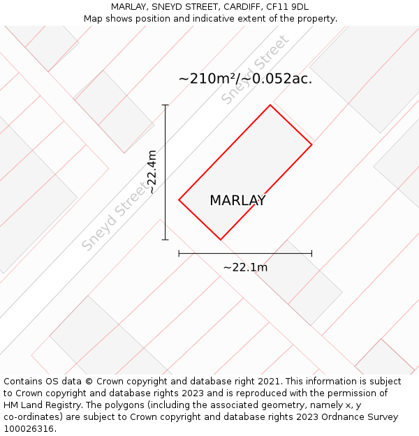 MARLAY, SNEYD STREET, CARDIFF, CF11 9DL: Plot and title map