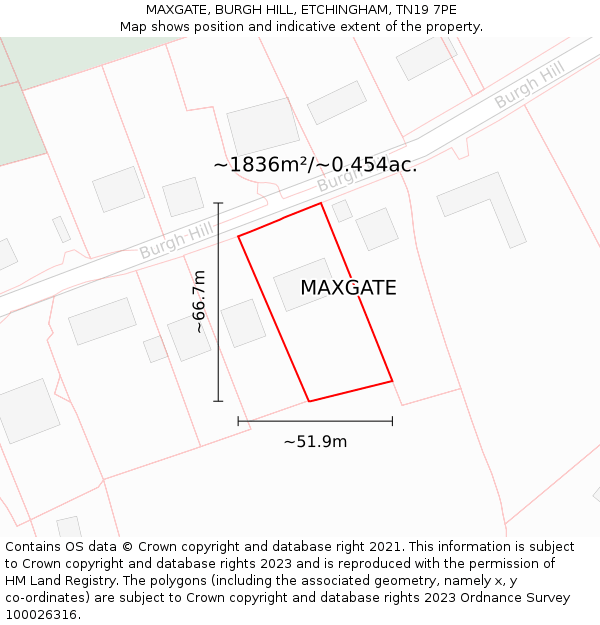 MAXGATE, BURGH HILL, ETCHINGHAM, TN19 7PE: Plot and title map