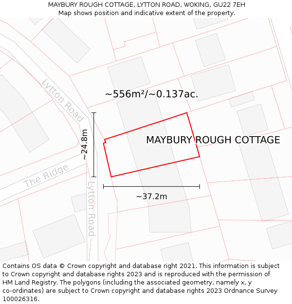 MAYBURY ROUGH COTTAGE, LYTTON ROAD, WOKING, GU22 7EH: Plot and title map