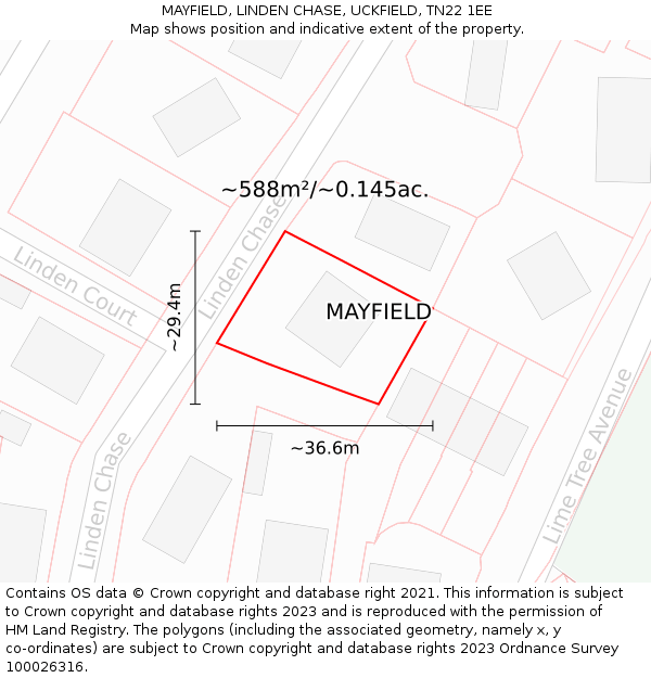 MAYFIELD, LINDEN CHASE, UCKFIELD, TN22 1EE: Plot and title map