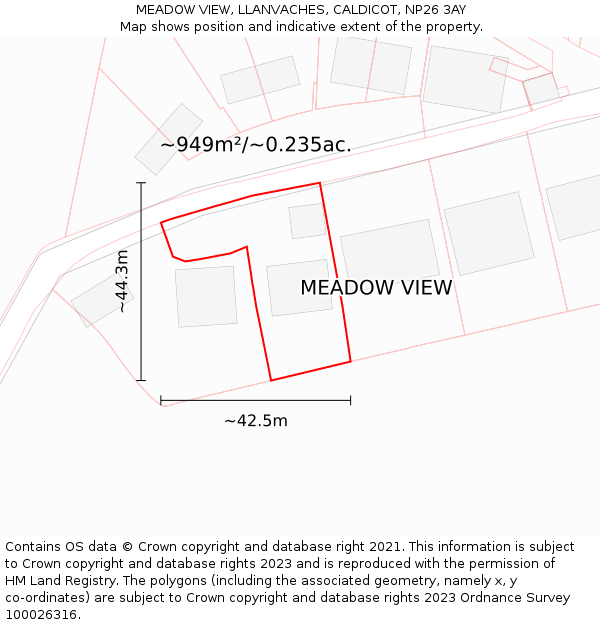 MEADOW VIEW, LLANVACHES, CALDICOT, NP26 3AY: Plot and title map