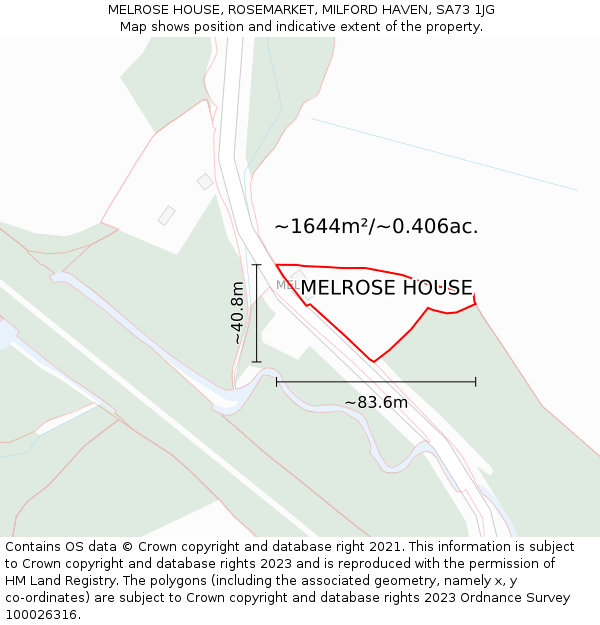 MELROSE HOUSE, ROSEMARKET, MILFORD HAVEN, SA73 1JG: Plot and title map