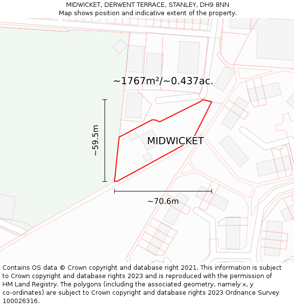 MIDWICKET, DERWENT TERRACE, STANLEY, DH9 8NN: Plot and title map