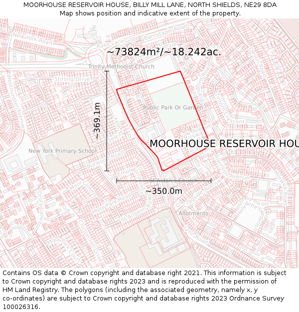 MOORHOUSE RESERVOIR HOUSE, BILLY MILL LANE, NORTH SHIELDS, NE29 8DA: Plot and title map